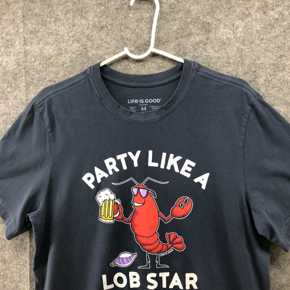Life Is Good Party‎ Like a Lobster Crusher Tee Mens M Short Sleeve Portland ME - Picture 3 of 8